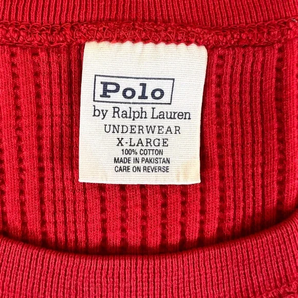 Polo Ralph Lauren Red Waffle Knit Long Sleeve Thermal Shirt X-Large - Picture 16 of 16